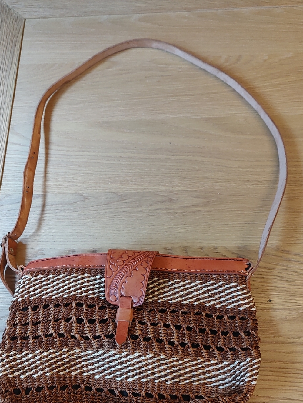NWOT Handwoven Sisal Kiondo Crossbody Bag - Kenyan Artisanal Bag